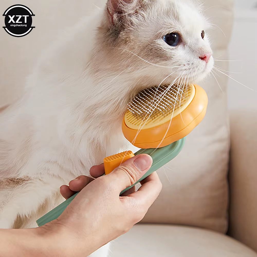 Pumpkin Cat Brush Comb for Pet Grooming Removes Loose Underlayers Tangled Hair Remover Brush Pet Hair Shedding Self Cleaning