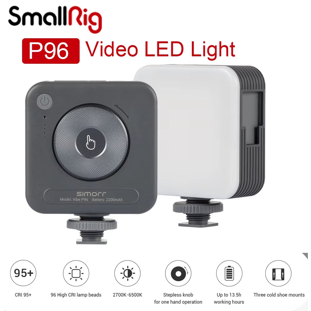 P96 LED Video Light Mini LED Camera Lights 2200Mah 6500K Zoom Photo Video Lighting for Youtube Tiktok Vlog Fill Light