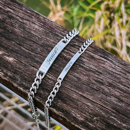 2Pcs/Set Custom Name Anniversary Couple Bracelet Titanium Steel 18K Gold Plating High Quality Jewelry Gift for Men and Women