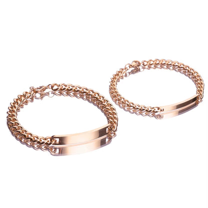 2Pcs/Set Custom Name Anniversary Couple Bracelet Titanium Steel 18K Gold Plating High Quality Jewelry Gift for Men and Women