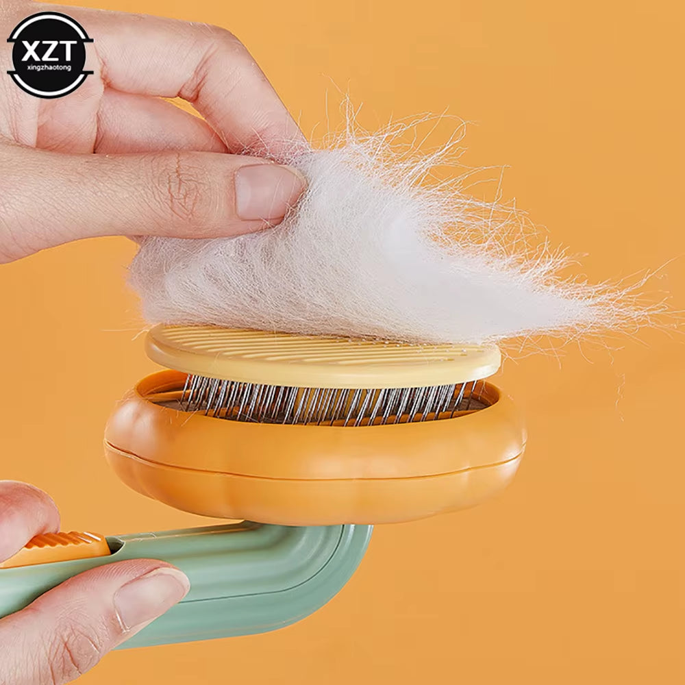 Pumpkin Cat Brush Comb for Pet Grooming Removes Loose Underlayers Tangled Hair Remover Brush Pet Hair Shedding Self Cleaning